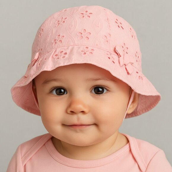 Janie and Jack Pink Eyelet Sun Hat with Bow – NWT (6–12 Months - Picture 1 of 5